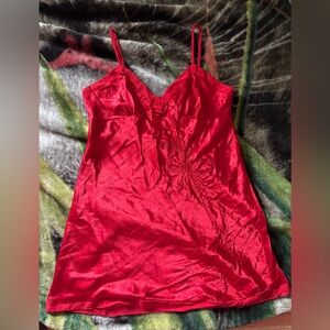 Red Rose Satin Dress